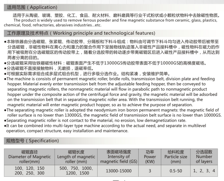 XYYCG型干式永磁輥帶式除鐵器(圖1)